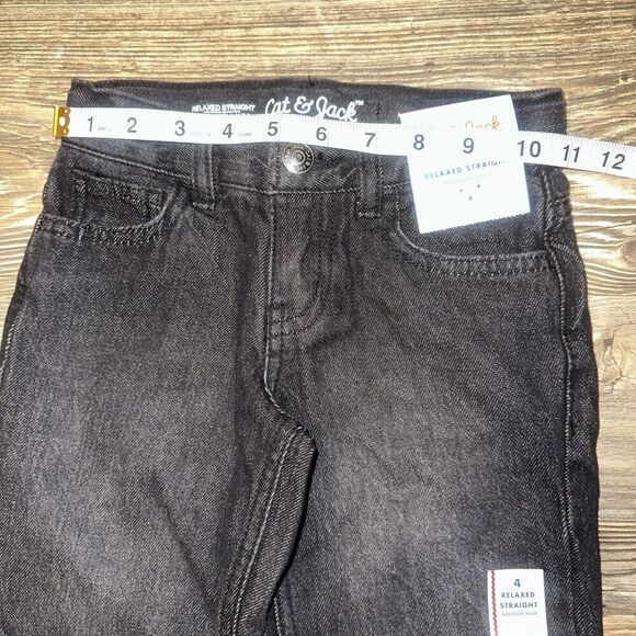 Boys' Relaxed Straight Fit Jeans - Cat & Jack Black. Size 4. NWT. L - Picture 6 of 8